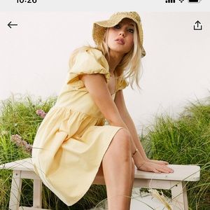ASOS Denim babydoll dress in lemon